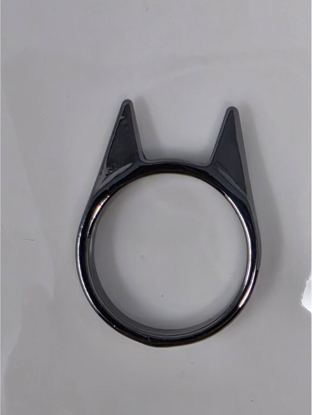 Black Stainless Steel Safety Devil Horn Ring Size 10.25